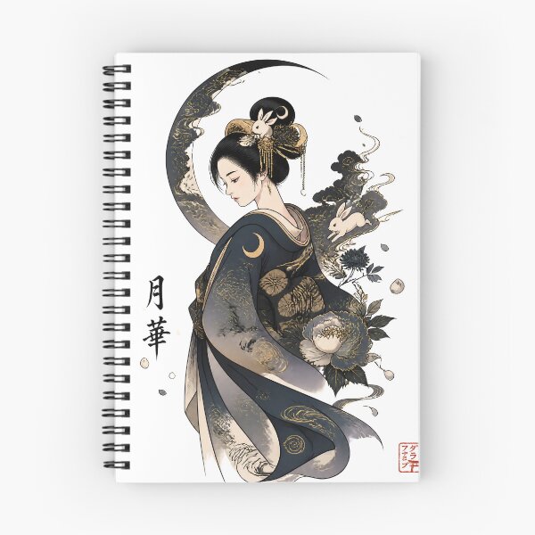 Item preview, Moonlit Geisha – Japanese Moon Rabbit Kimono Art designed and sold by kaxymax.