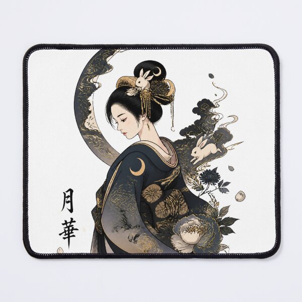Item preview, Moonlit Geisha – Japanese Moon Rabbit Kimono Art designed and sold by kaxymax.