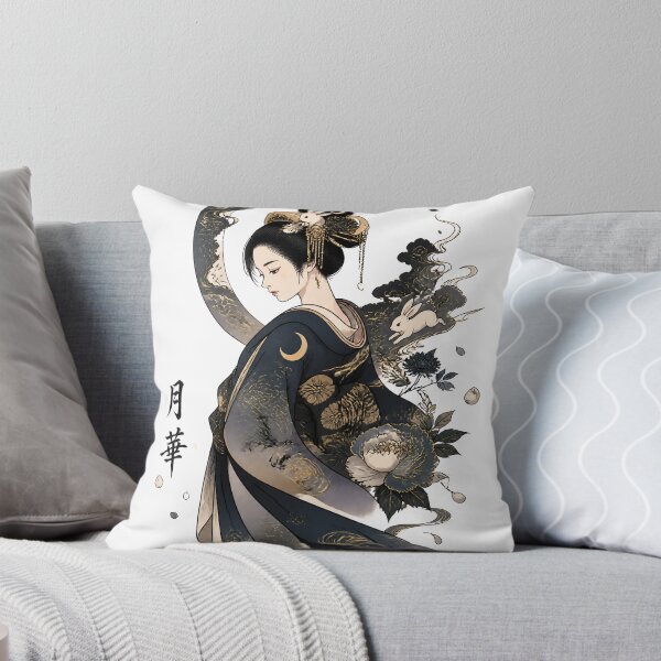 Item preview, Moonlit Geisha – Japanese Moon Rabbit Kimono Art designed and sold by kaxymax.