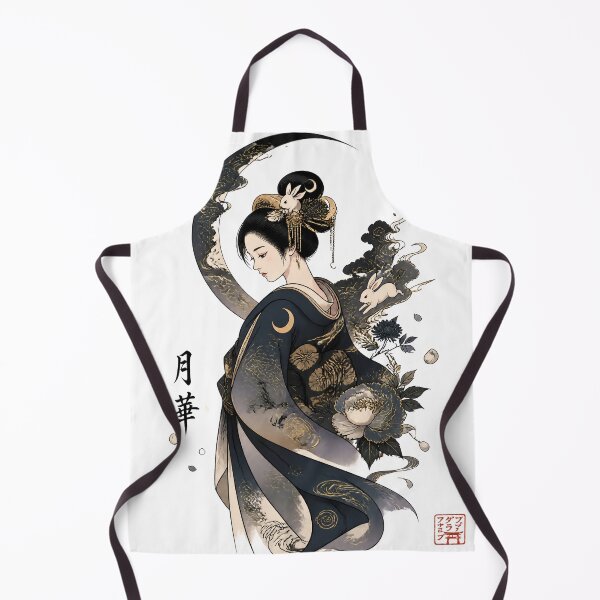 Item preview, Moonlit Geisha – Japanese Moon Rabbit Kimono Art designed and sold by kaxymax.