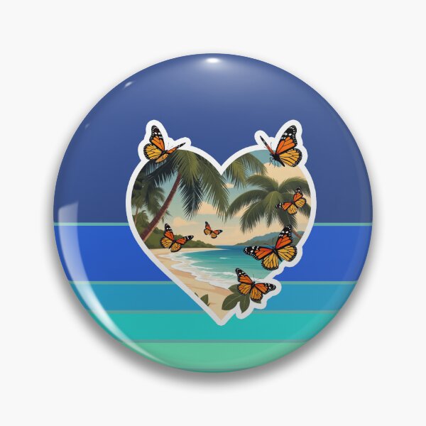 Item preview, Retro Beach and Ocean Stripes with Butterflies and Beachy Heart designed and sold by Beachy.
