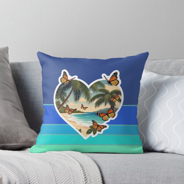 Item preview, Retro Beach and Ocean Stripes with Butterflies and Beachy Heart designed and sold by Beachy.