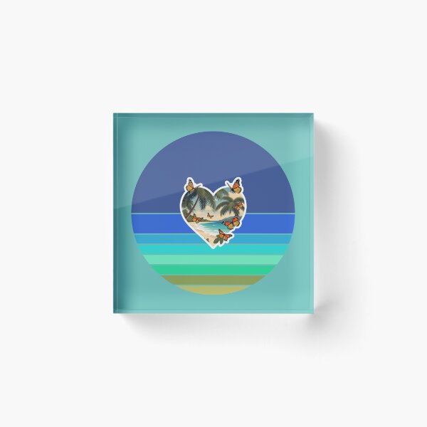 Item preview, Retro Beach and Ocean Stripes with Butterflies and Beachy Heart designed and sold by Beachy.