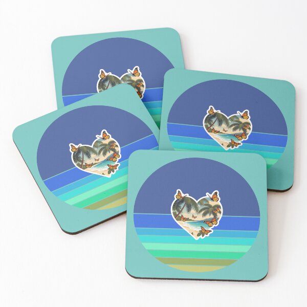 Item preview, Retro Beach and Ocean Stripes with Butterflies and Beachy Heart designed and sold by Beachy.