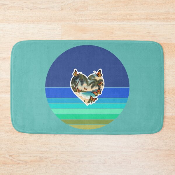 Item preview, Retro Beach and Ocean Stripes with Butterflies and Beachy Heart designed and sold by Beachy.