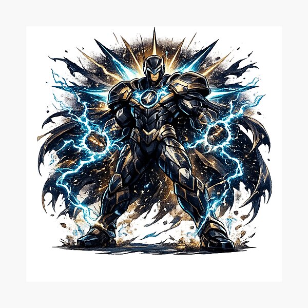 Item preview, Electric Gold Armor Warrior Lightning Energy Hero designed and sold by irfanshikh.