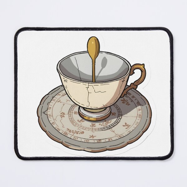 Item preview, Vintage Cracked Teacup with Golden Spoon Sticker designed and sold by opscghjuqt.