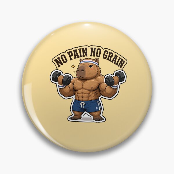 Item preview, Buff Capybara Gym - No Pain No Grain Funny Fitness designed and sold by crazyhome.