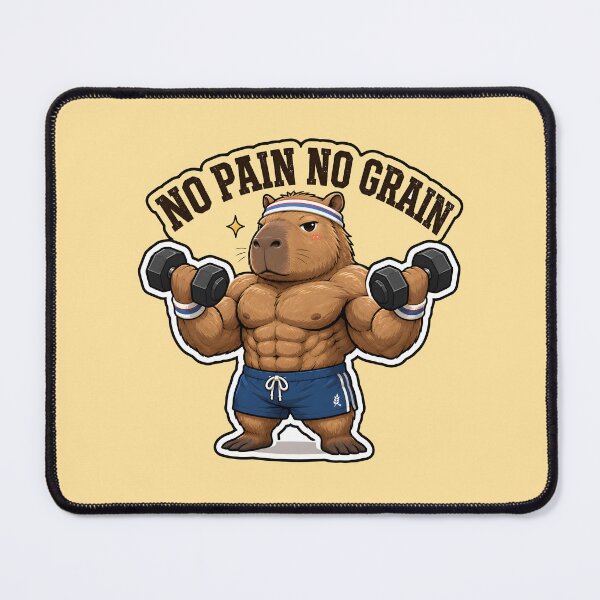 Item preview, Buff Capybara Gym - No Pain No Grain Funny Fitness designed and sold by crazyhome.