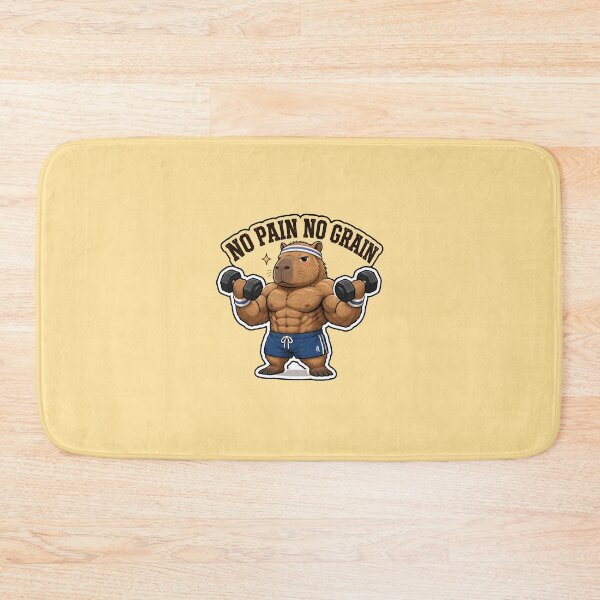 Item preview, Buff Capybara Gym - No Pain No Grain Funny Fitness designed and sold by crazyhome.