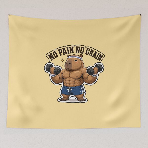 Item preview, Buff Capybara Gym - No Pain No Grain Funny Fitness designed and sold by crazyhome.