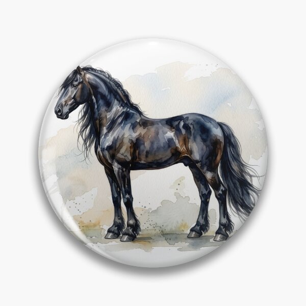 Artikelvorschau, Schwarzes Friesisches Pferd, Ganzkörper-Aquarell entworfen und verkauft von Rutvain.