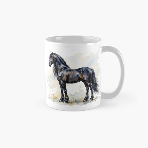 Item preview, Black Friesian Horse Full Body Watercolor designed and sold by Rutvain.