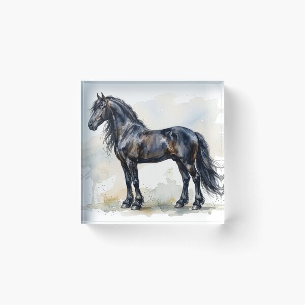 Artikelvorschau, Schwarzes Friesisches Pferd, Ganzkörper-Aquarell entworfen und verkauft von Rutvain.