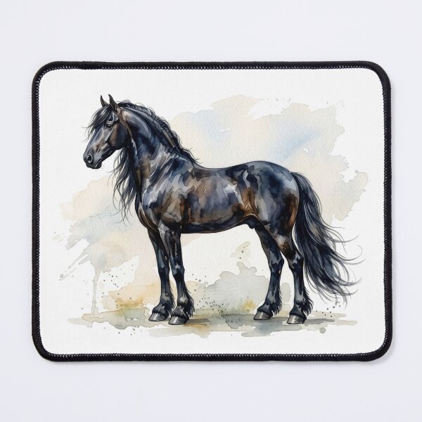 Item preview, Black Friesian Horse Full Body Watercolor designed and sold by Rutvain.
