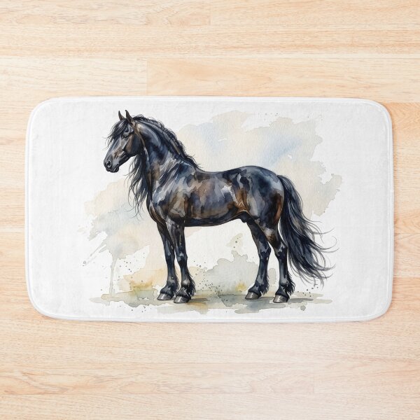 Item preview, Black Friesian Horse Full Body Watercolor designed and sold by Rutvain.