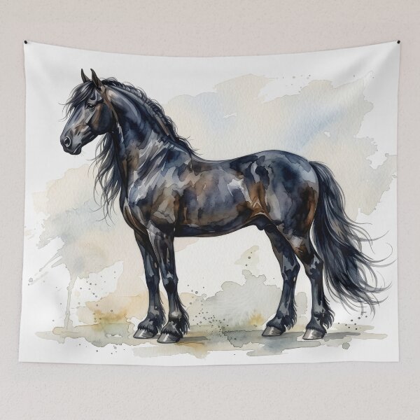 Item preview, Black Friesian Horse Full Body Watercolor designed and sold by Rutvain.