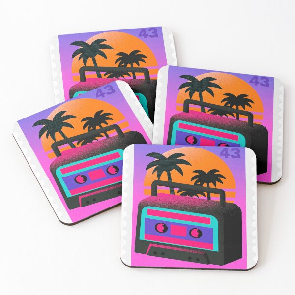 Item preview, Retro tape recorder with palm trees and sun designed and sold by TanyaLovus.
