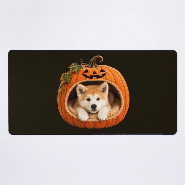 Item preview, Akita in Halloween Pumpkin Bed – Cute Japanese Dog Halloween Art designed and sold by ManJiangHong.