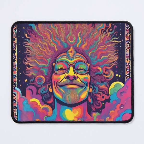 Item preview, Psychedelic Smiling Man Portrait Trippy Vibrant Retro Pop Art Illustration designed and sold by mijaczeek.