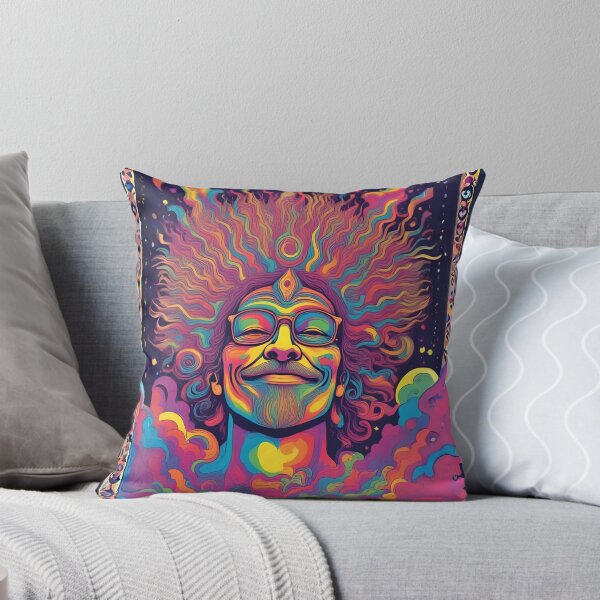 Item preview, Psychedelic Smiling Man Portrait Trippy Vibrant Retro Pop Art Illustration designed and sold by mijaczeek.
