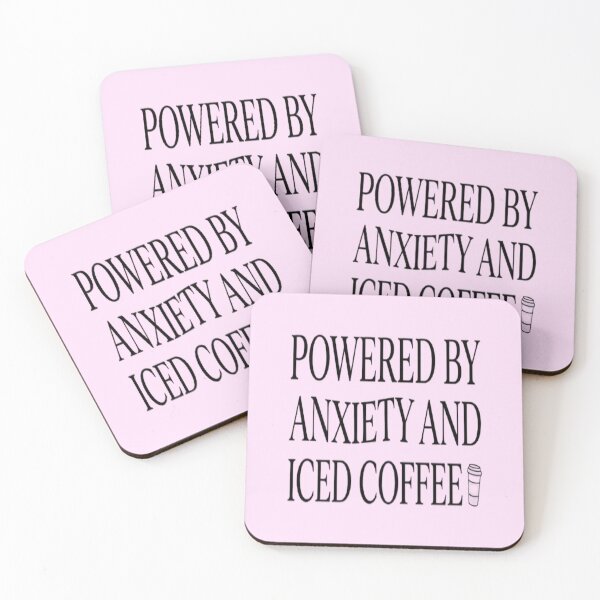 Item preview, Powered By Anxiety And Iced Coffee Funny Sarcastic Quote designed and sold by creativerooney.