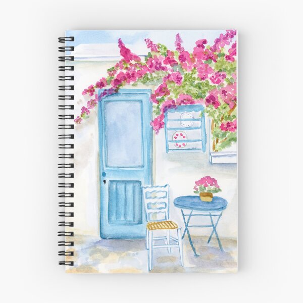 Item preview, Paros Greece Blue Door & Bougainvillea Watercolor designed and sold by daphsam.