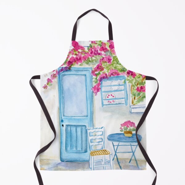 Item preview, Paros Greece Blue Door & Bougainvillea Watercolor designed and sold by daphsam.