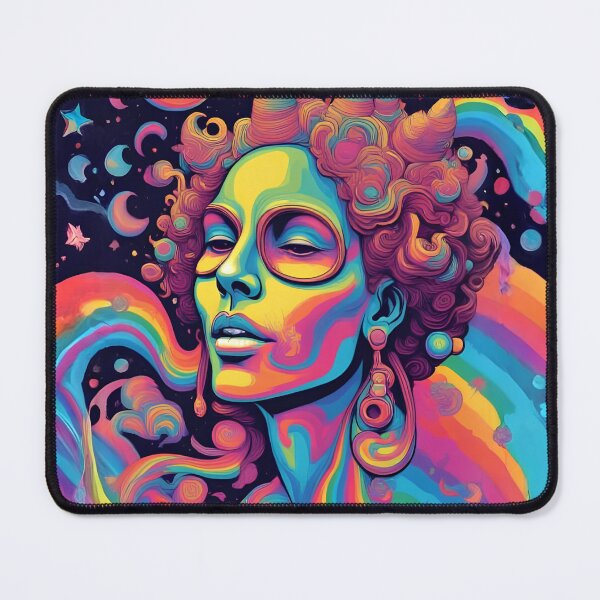 Item preview, Copy of Psychedelic Smiling Woman Portrait Trippy Vibrant Retro Pop Art Illustration designed and sold by mijaczeek.