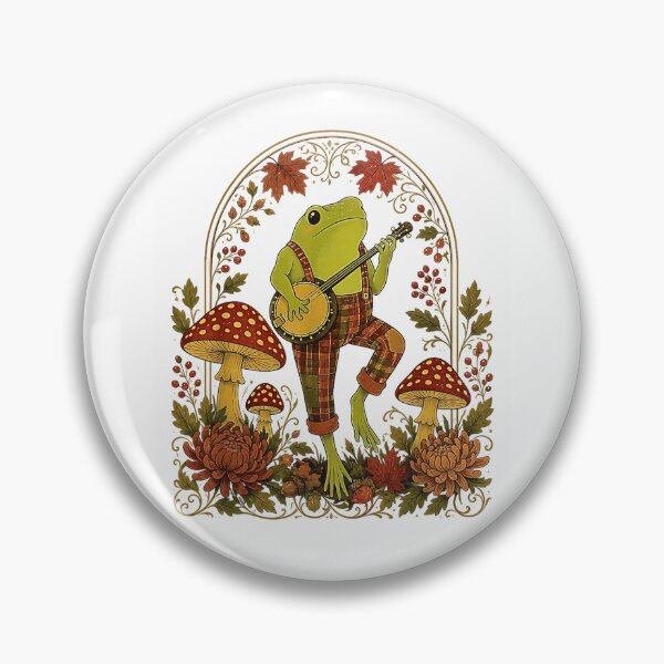 Item preview, Cottagecore Frog Playing Banjo Woodland Mushroom Vintage Animal designed and sold by Rahamkshop.