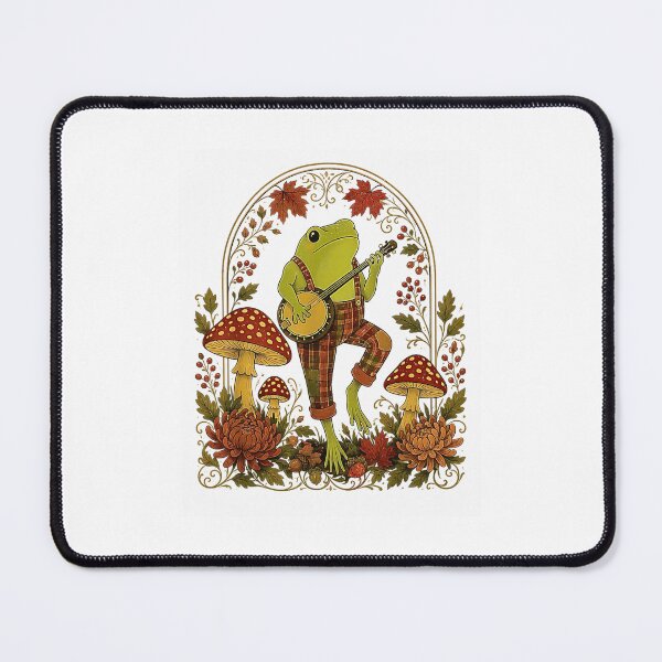 Item preview, Cottagecore Frog Playing Banjo Woodland Mushroom Vintage Animal designed and sold by Rahamkshop.