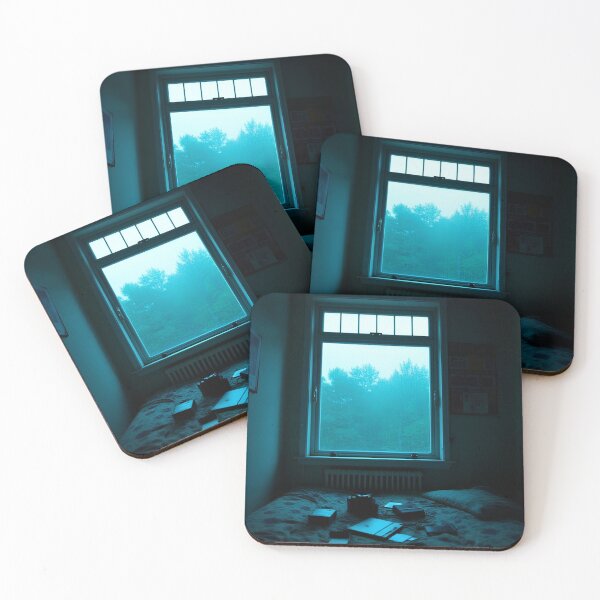 Item preview, Moody Blue Bedroom Window Photography Dark Aesthetic Interior Art Print designed and sold by mijaczeek.