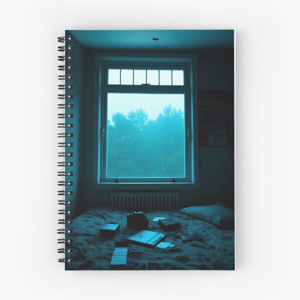 Item preview, Moody Blue Bedroom Window Photography Dark Aesthetic Interior Art Print designed and sold by mijaczeek.