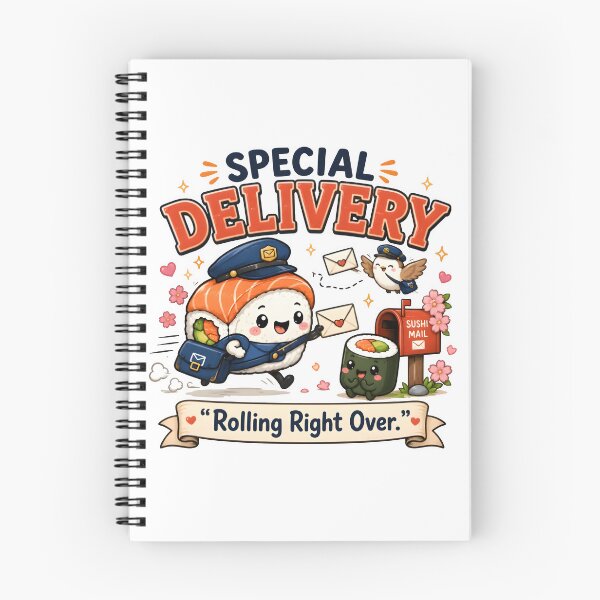 Item preview, Special Delivery Sushi Mailman – Rolling Right Over Cute Kawaii Food Pun designed and sold by Snackwear Apparel.