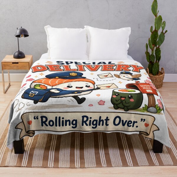Item preview, Special Delivery Sushi Mailman – Rolling Right Over Cute Kawaii Food Pun designed and sold by Snackwear Apparel.