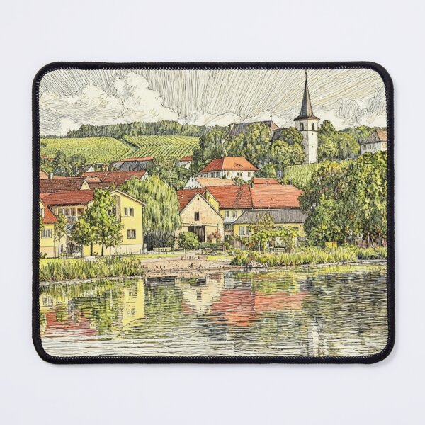 Item preview, Village on the Banks of the River Main designed and sold by sid1802.