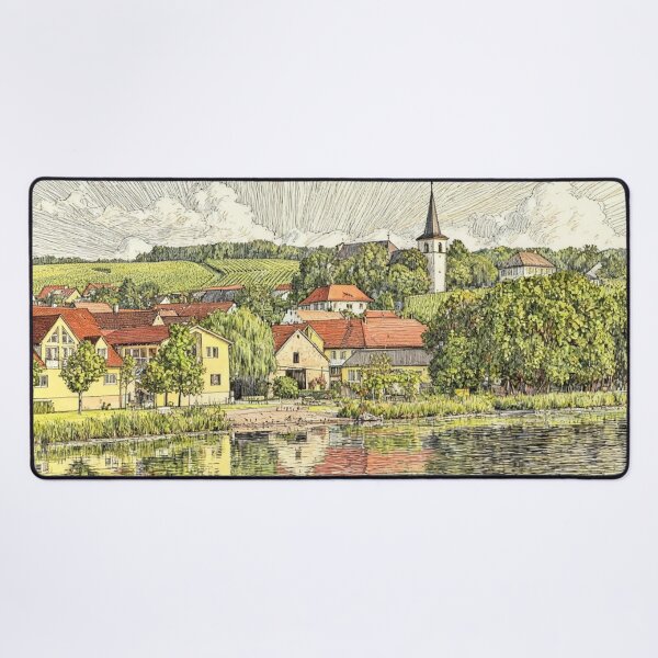 Item preview, Village on the Banks of the River Main designed and sold by sid1802.