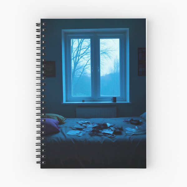 Item preview, Moody Blue Bedroom Window Photography Dark Aesthetic Interior Art Print designed and sold by mijaczeek.