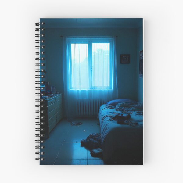 Item preview, Moody Blue Bedroom Window Photography Dark Aesthetic Interior Art Print designed and sold by mijaczeek.