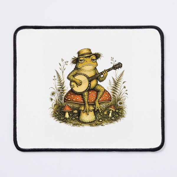 Item preview, Cottagecore Frog Playing Banjo Woodland Mushroom Vintage Animal designed and sold by Rahamkshop.