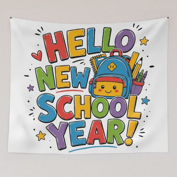 Item preview, Hello New School Year Back to School T-Shirt | Cute Colorful School Backpack Design designed and sold by Sunday.Supply.