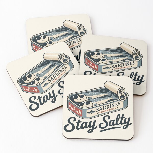 Item preview, Stay Salty Sardines Vintage Tin - Retro Canned Fish Food Pun  designed and sold by Skryp-art.