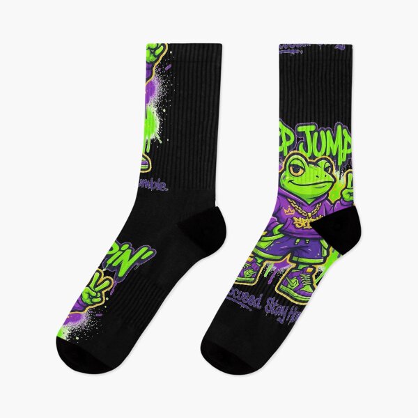 Item preview, FroggyJacck Keep Jumpin Lime Graffiti Frog Street Art.Black Edition designed and sold by FroggyJacck.