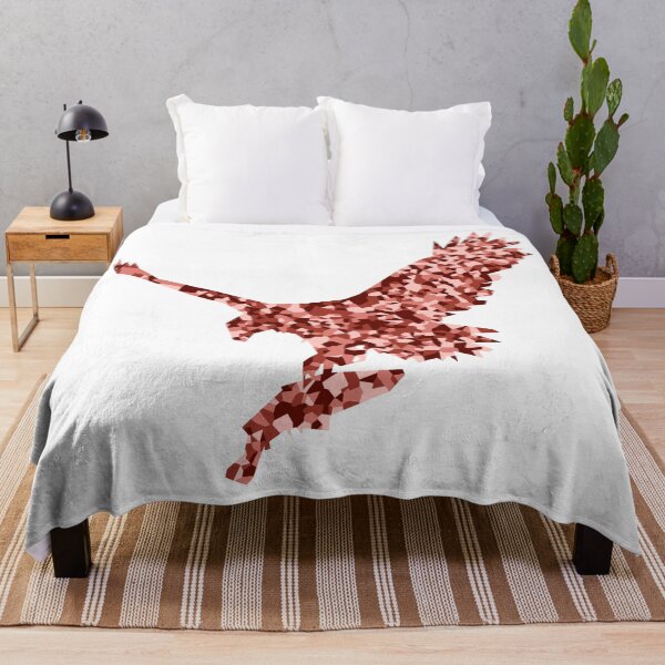 Item preview, Red Mosaic Eagle Catching Fish Silhouette Art designed and sold by DymondDesigns.