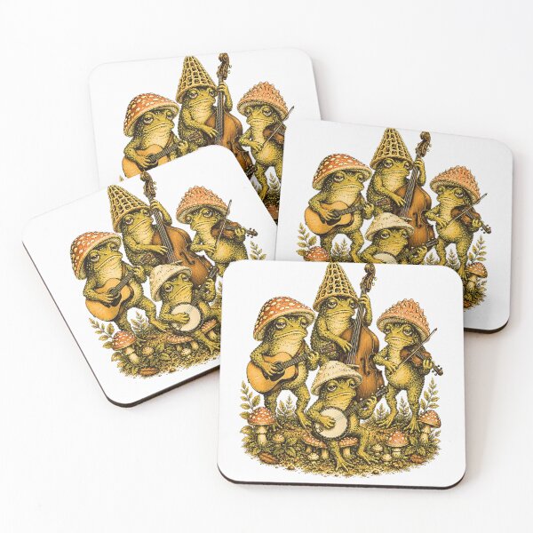 Item preview, Cottagecore Frog Playing Banjo Woodland Mushroom Vintage Animal designed and sold by Rahamkshop.