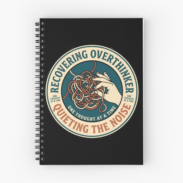 Item preview, Recovering Overthinker Quieting The Noise Retro Badge designed and sold by DuckOddity.