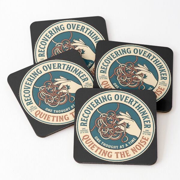 Item preview, Recovering Overthinker Quieting The Noise Retro Badge designed and sold by DuckOddity.