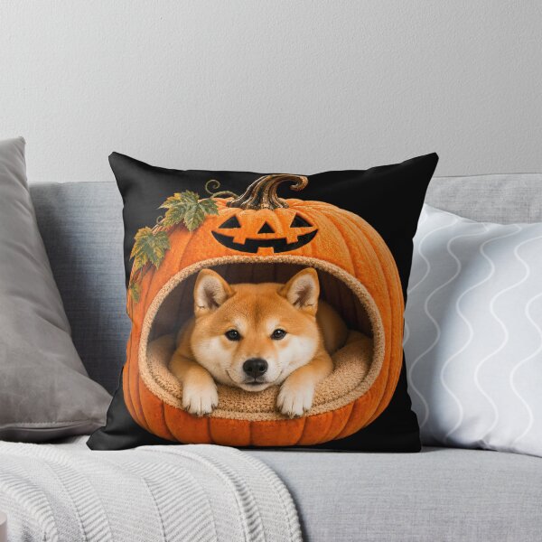 Item preview, Shiba Inu in Halloween Pumpkin Bed – Cute Japanese Dog Halloween Art designed and sold by ManJiangHong.