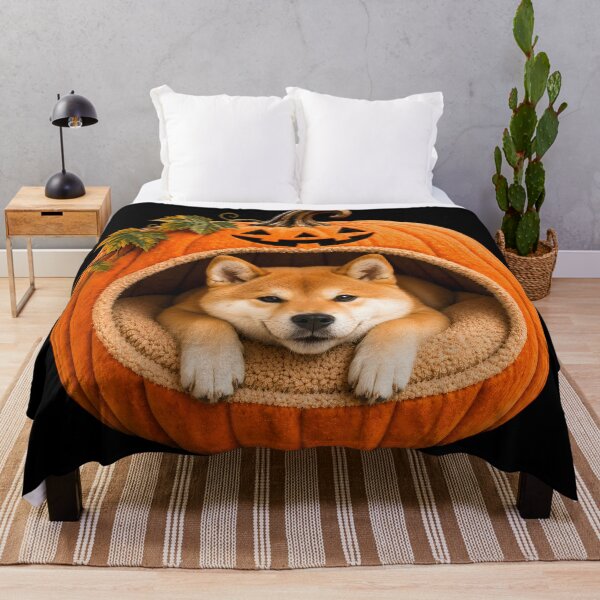 Item preview, Shiba Inu in Halloween Pumpkin Bed – Cute Japanese Dog Halloween Art designed and sold by ManJiangHong.
