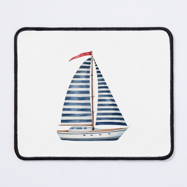 Item preview, Watercolor Sailboat Nautical Illustration – Blue and White Sailing Boat designed and sold by Ramona-Gliga.